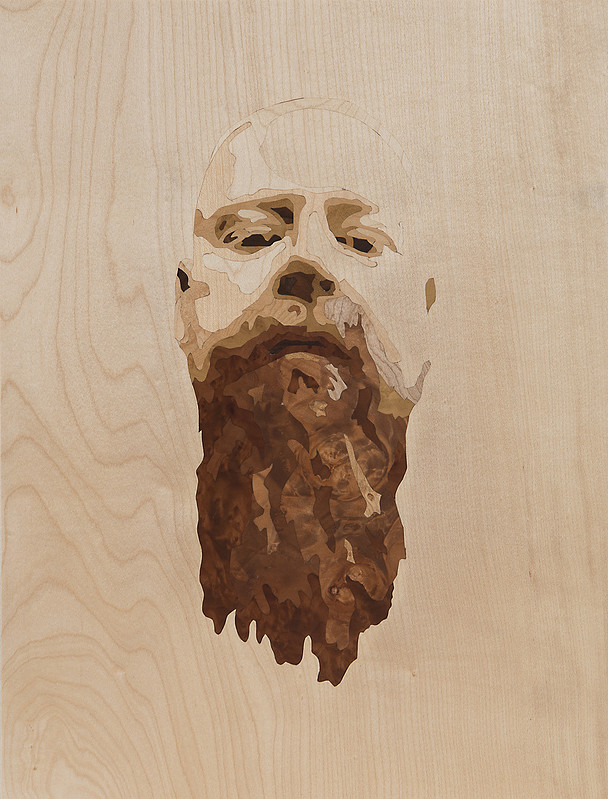Selbstportrait aus Furnieren