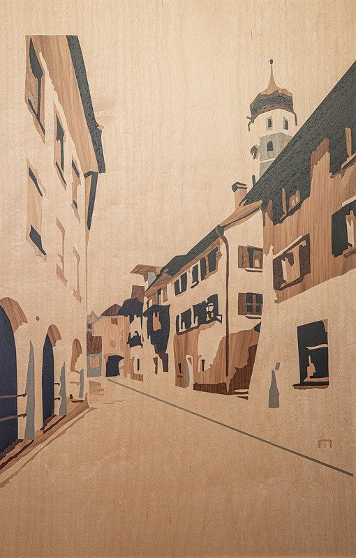 Intarsienbild der Herrengasse in Bludenz